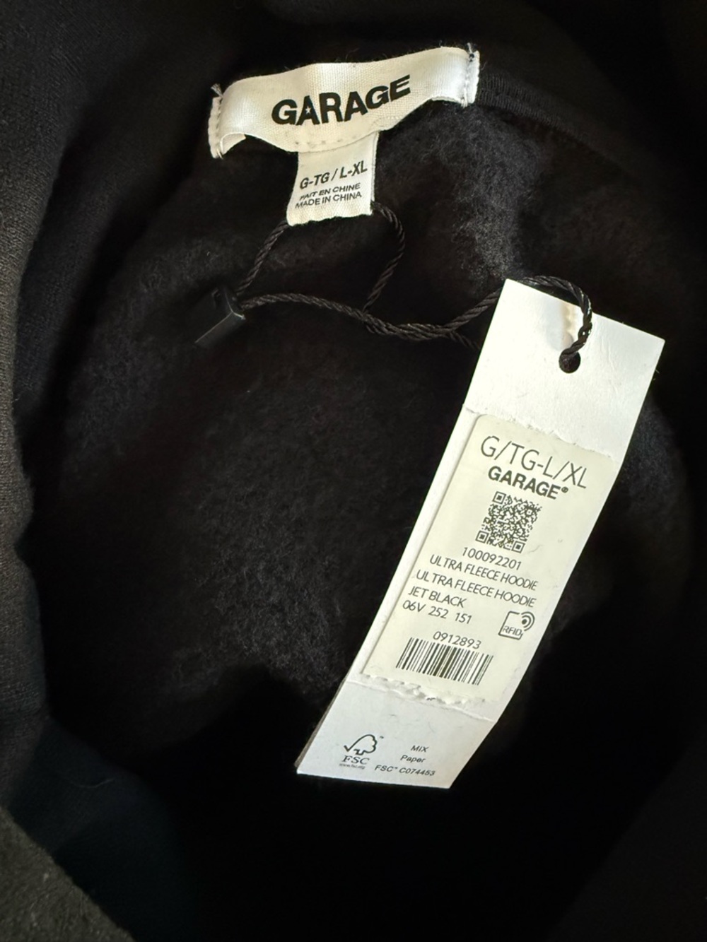 Garage Black Ultra Fleece Pullover Hoodie Sweatshirt NWT Size L/XL - Picture 7 of 8